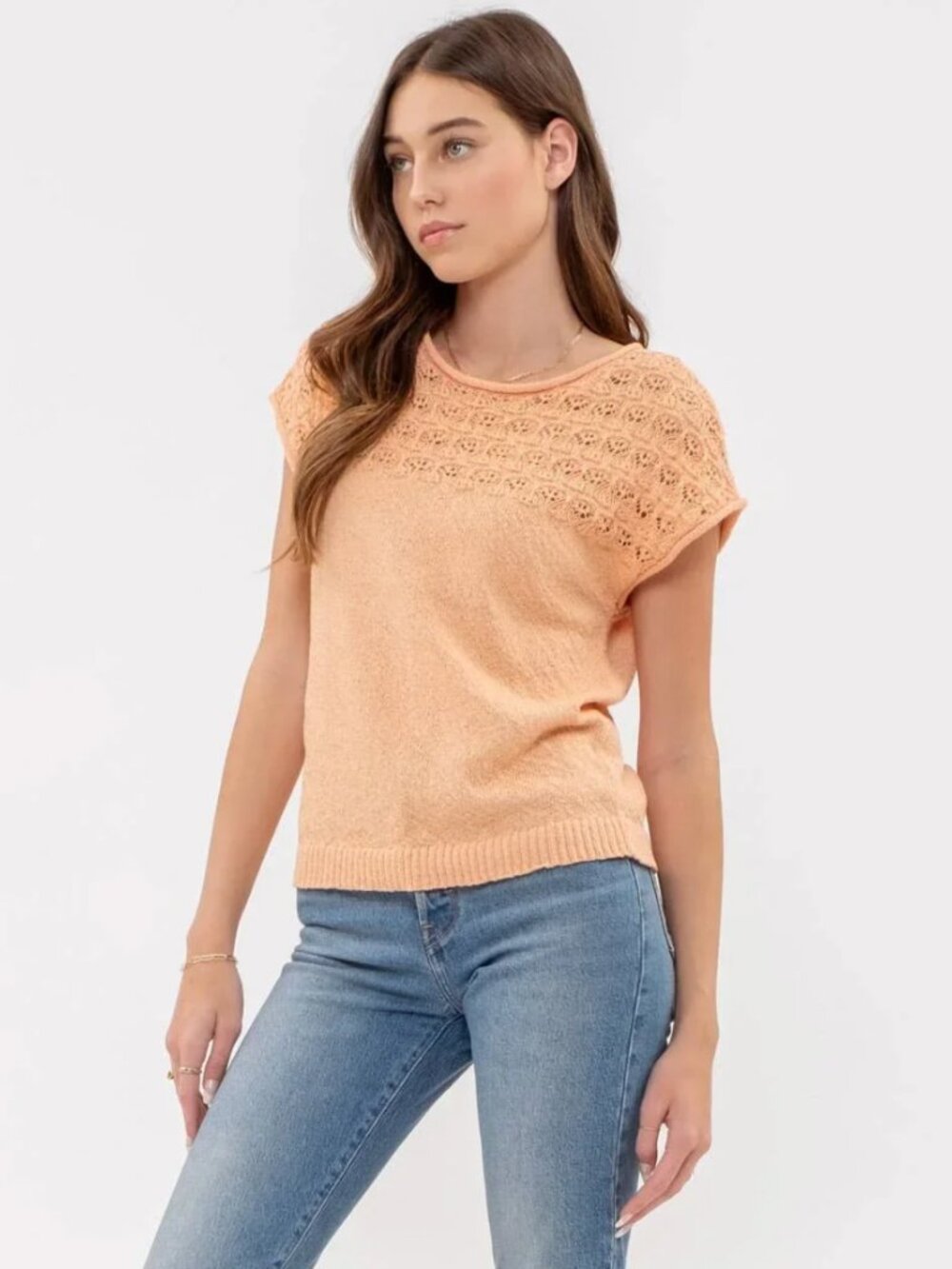 Blu Pepper Short Sleeved Sweater Top - Size M